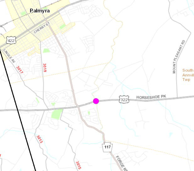 Location of Route 322 bridge project in Lebanon County.