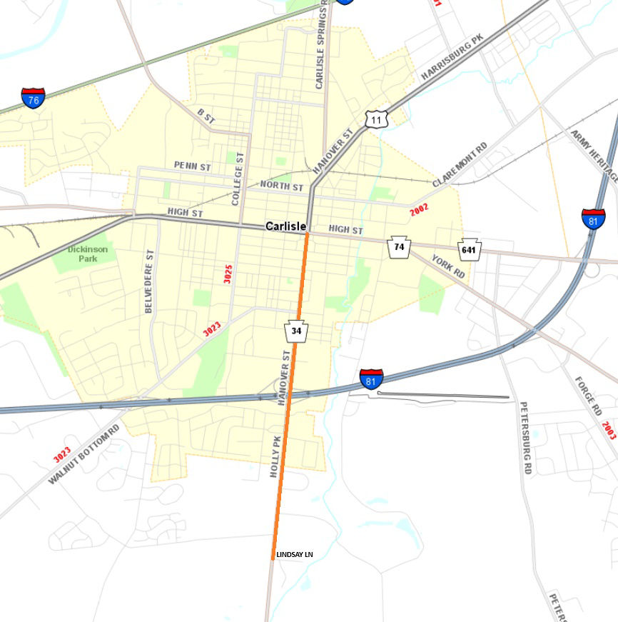 Route 34 resurfacing in teh Carlisle area, Cumberland County.