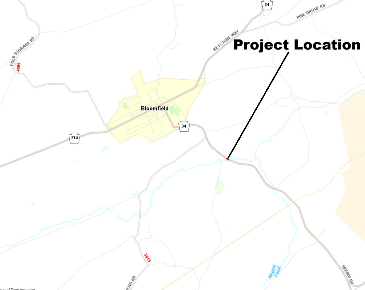 map indicating bridge location