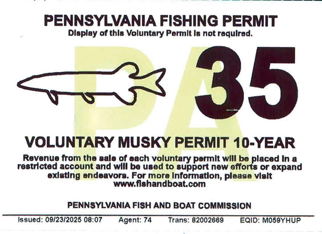Digital mockup of a 2035 10-Year Voluntary Musky Permit