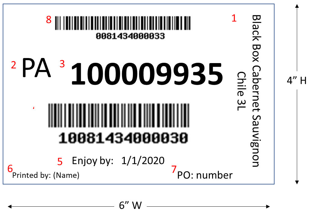 4" x 6" labeling example