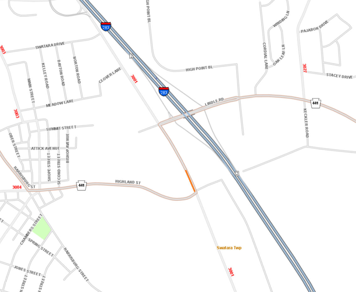 Location of project on Eisenhower Boulevard in Dauphin County.