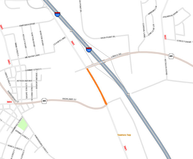 Eisenhower Boulevard safety improvement project location.