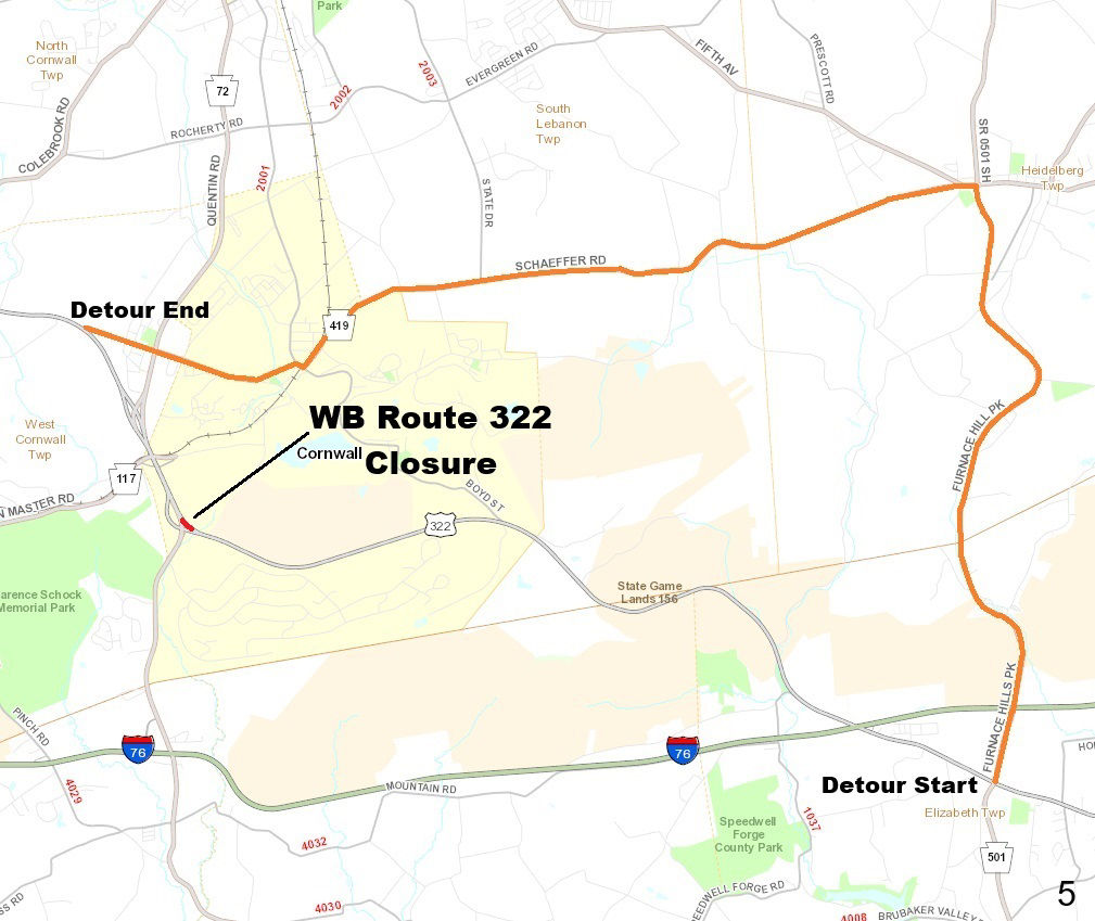 map indicating project location and detour