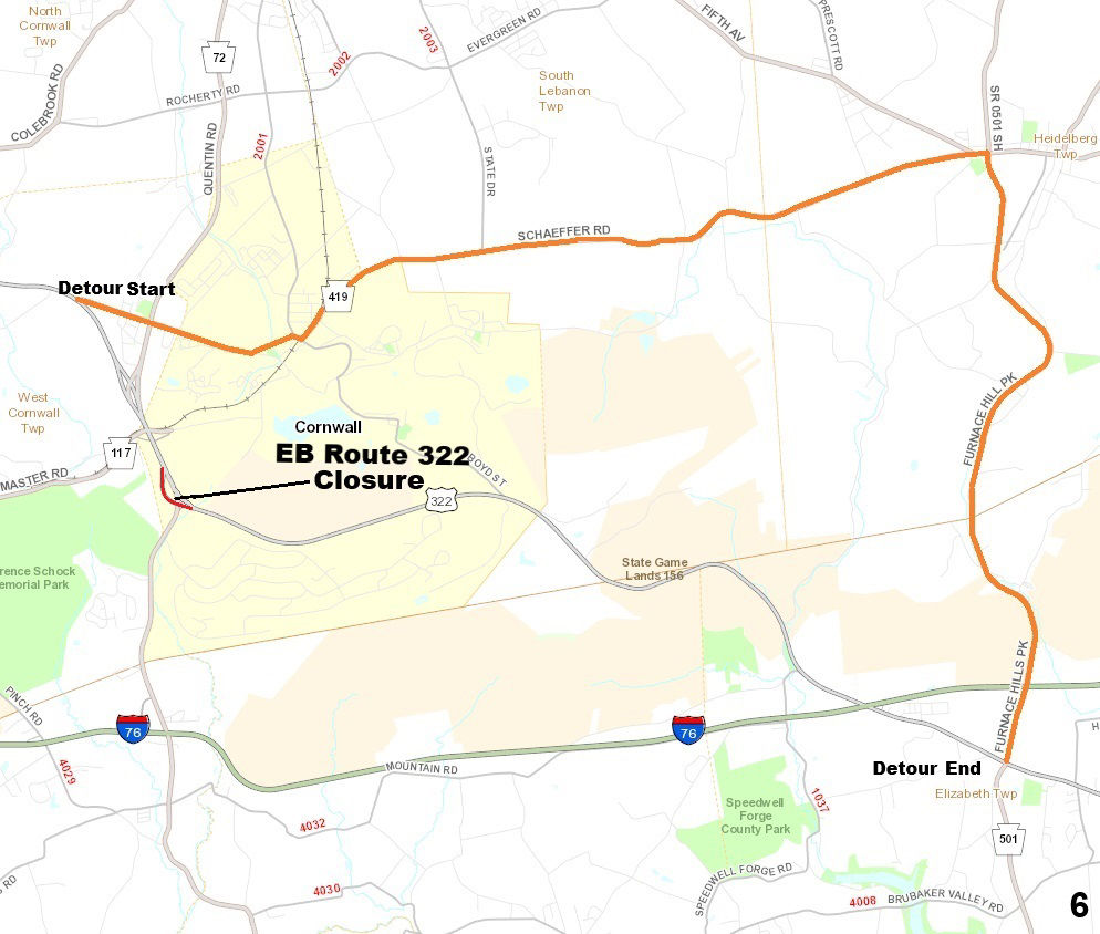 map indicating project location and detour