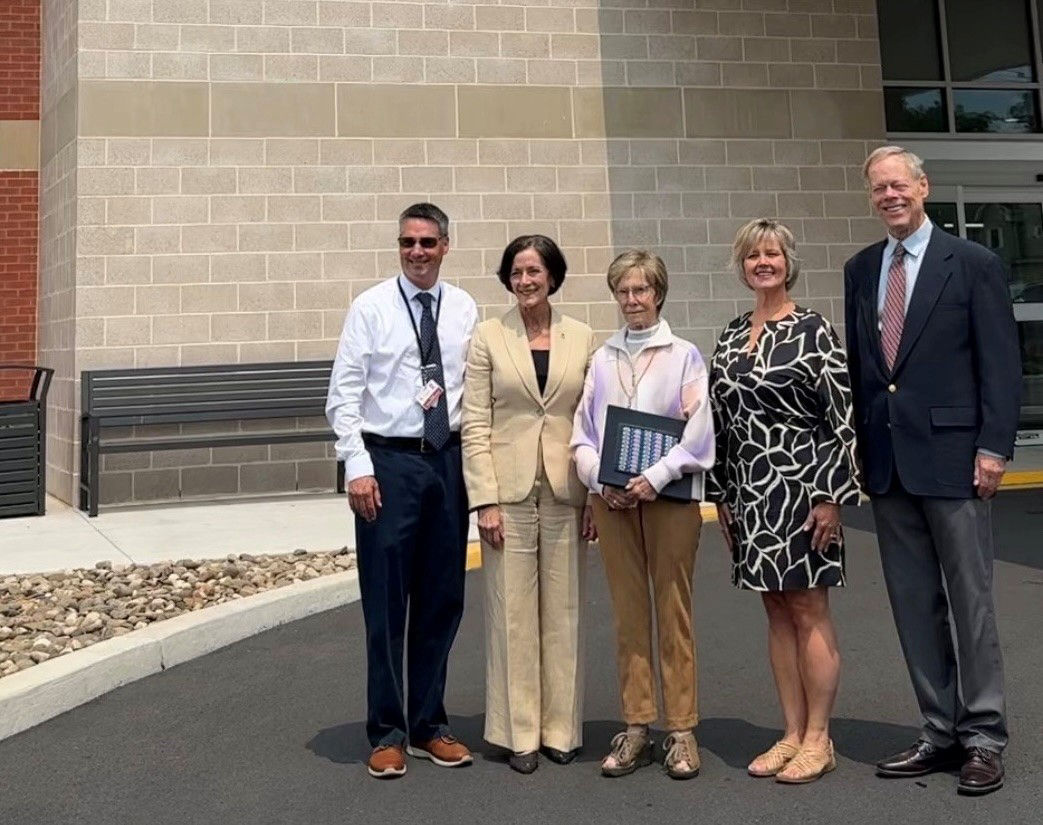 PA DHS Secretary Val Arkoosh (second from left) pictured in front of Keystone Health Catherine Street Center with Keystone Health staff, Board chair, and Franklin County Commissioner Ziobrowski