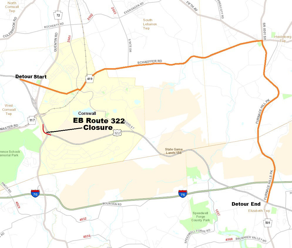 map indicating project location and detour