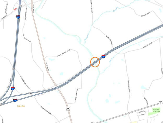 Map indicating location of bridge inspection