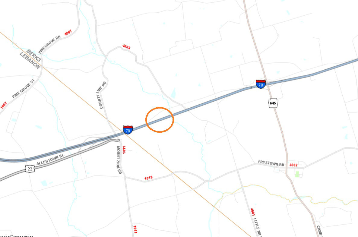 I-78 westbound in Berks County.