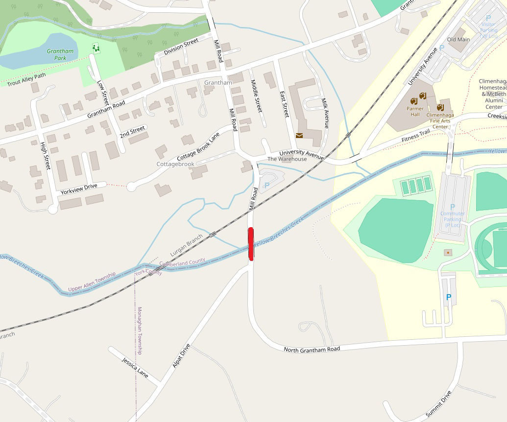 map indicating bridge location