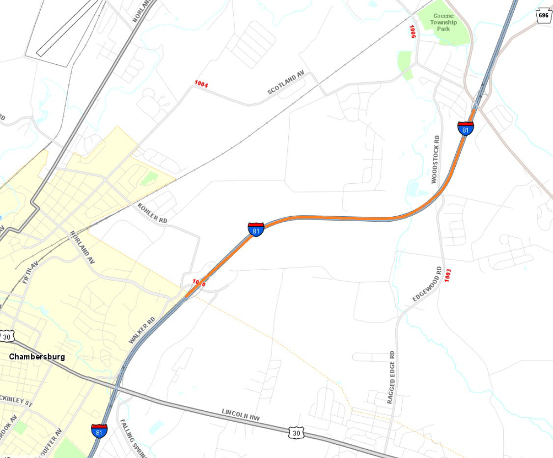 Rolling stops for blasting on I-81 near Chambersburg.