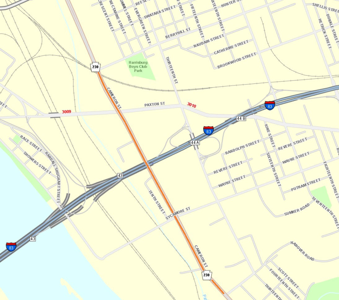 Location of drainage work on Cameron Street between Berryhill Street and Hanover Street in the City of Harrisburg.
