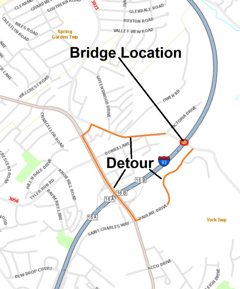 map indicating bridge location