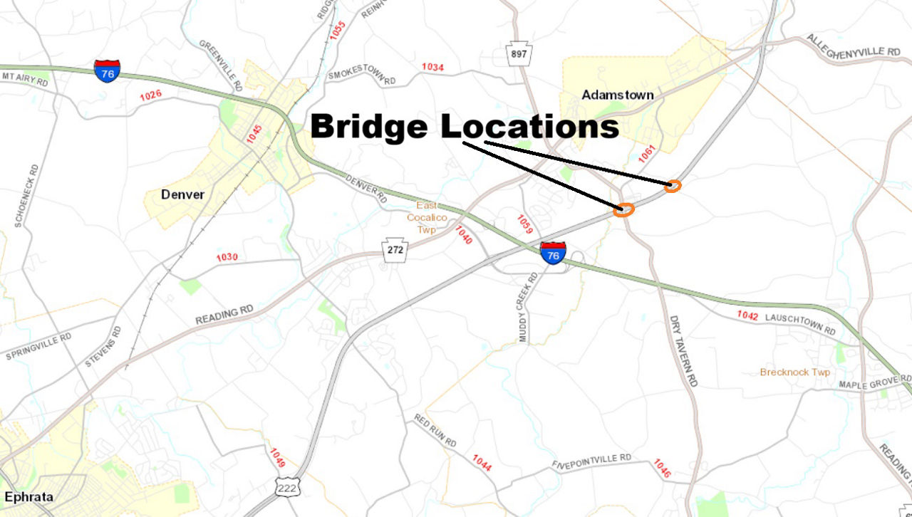 map indicating bridge locations