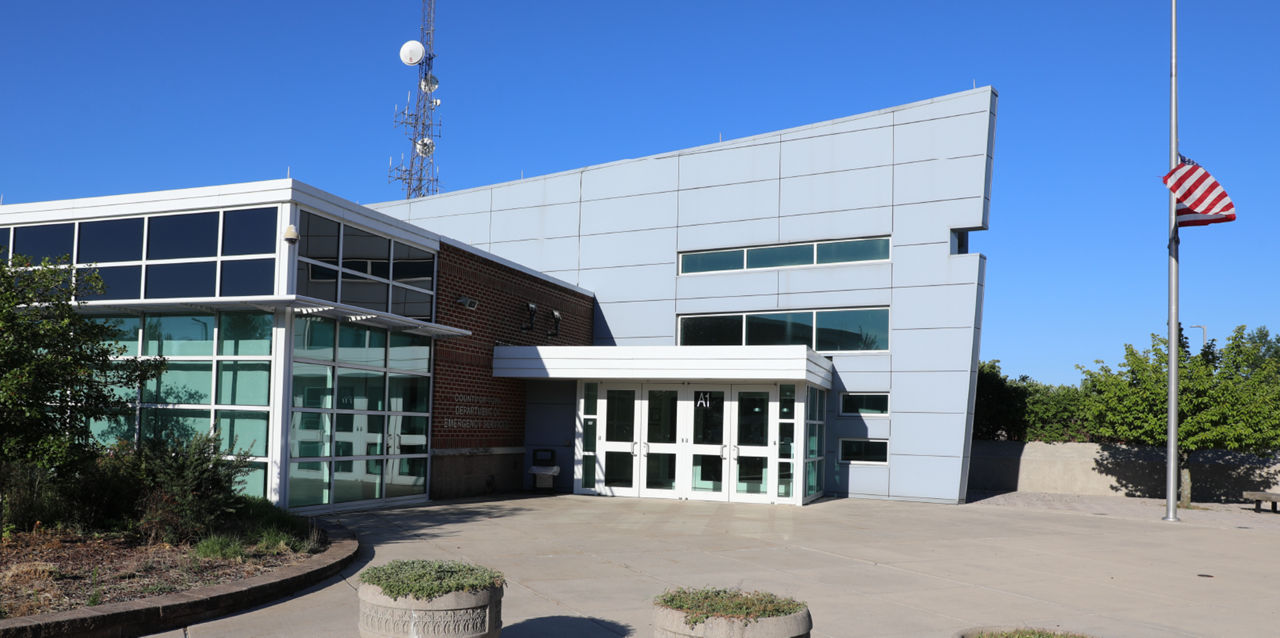 Exterior of a 911 call center building.