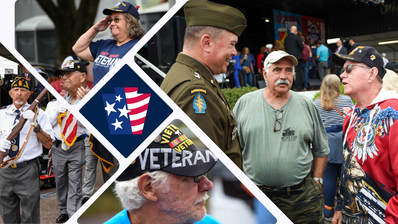 PA DMVA Logo with images of veterans