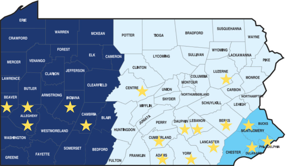Pennsylvania County map