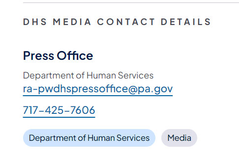 Sample DHS Media Contact.