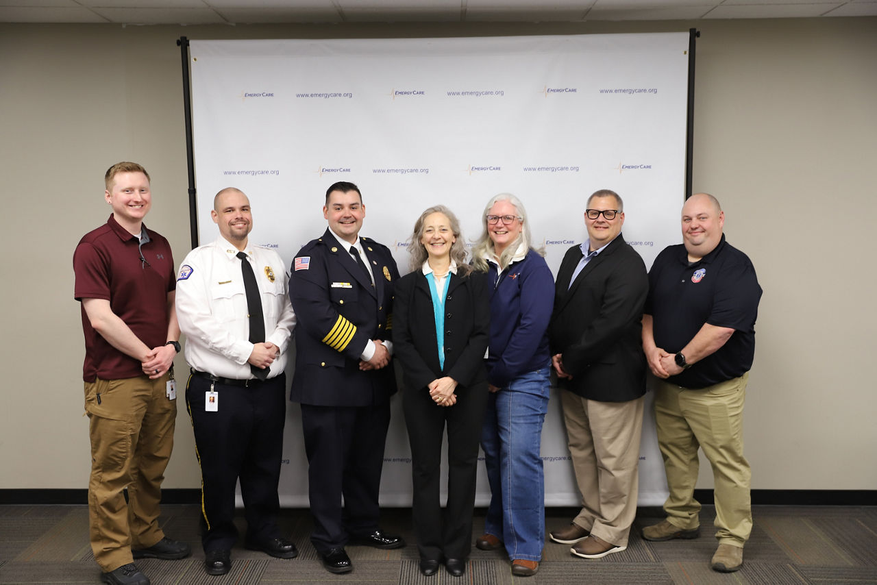 Picture of Secretary of Health Dr. Debra Bogen and EMMCO West representatives