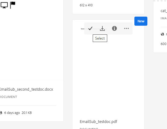 Checkbox seen when author hovers over an asset.