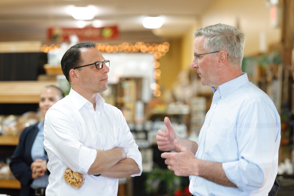 Governor Shapiro talking to Secretary Redding