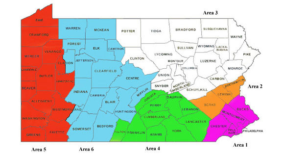 Map of PA milk marketing areas