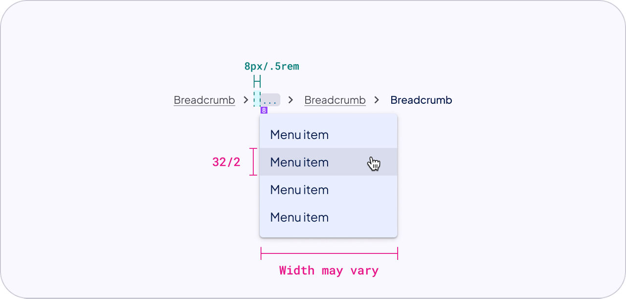 breadcrumb structure and spacing