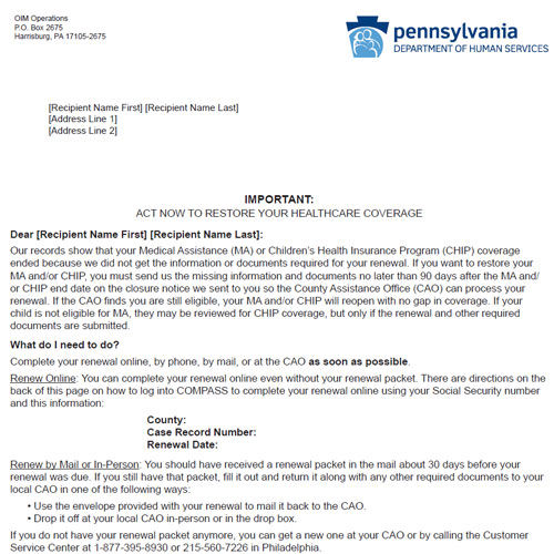 PHE Individual Communications Department of Human Services