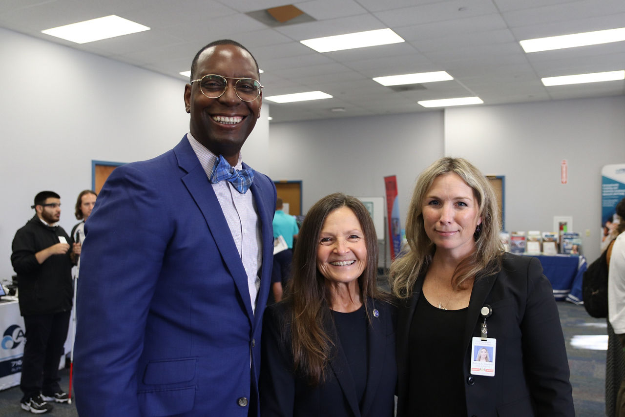Pennsylvania Department of Education Secretary Dr. Khalid Mumin, L&I Secretary Nancy A. Walker, and Director of the Office for Deaf and Hard of Hearing Melissa Hawkins pose together for a picture at the PA Training and Technical Assistance Network event.