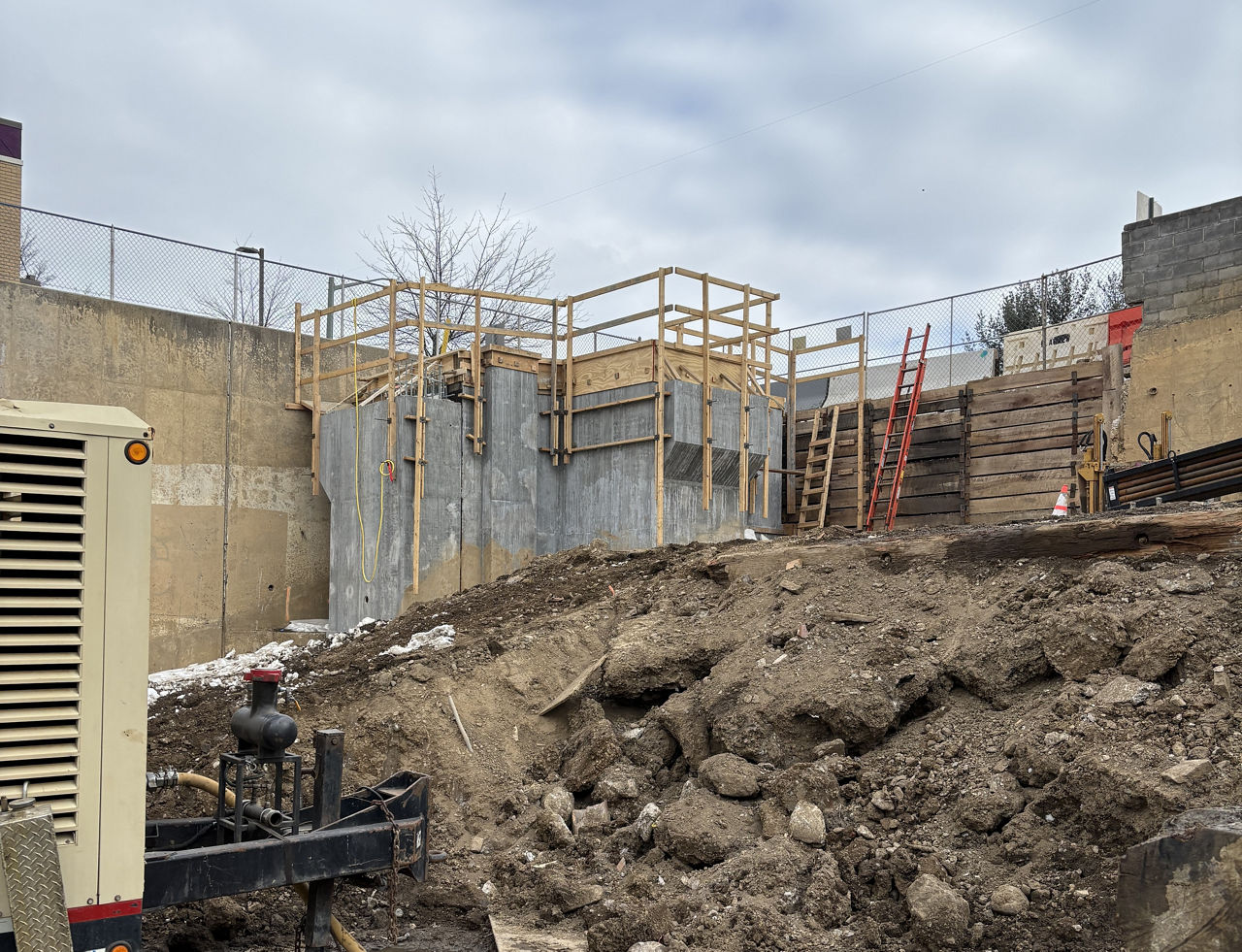 Wooden framework, the platform for future stairs and ADA ramp