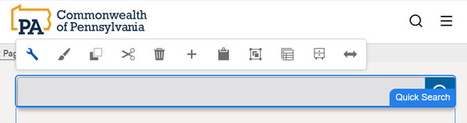 Quick Search component featuring edit wrench