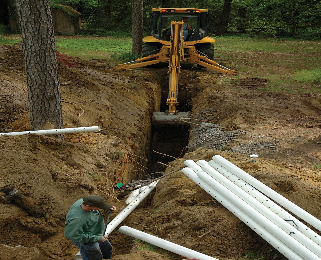 Picture of a septic system install.