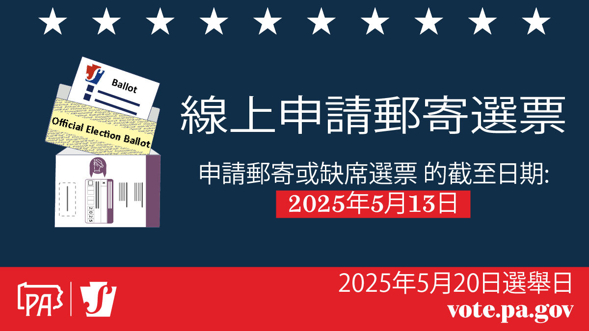 Apply for a mail ballot graphic in Chinese