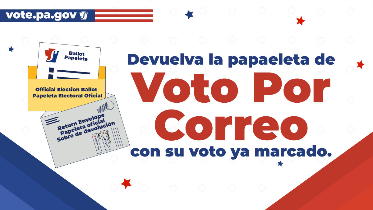 Return mail ballot graphic in Spanish