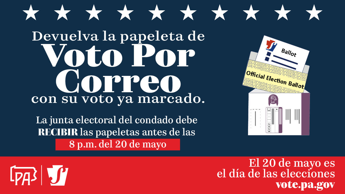 Return mail ballot graphic in Spanish