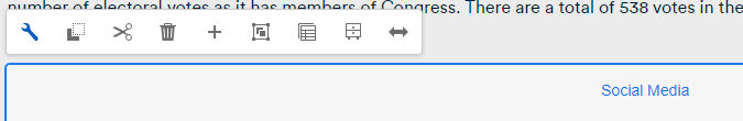 Social Media toolbar, featuring the edit wrench.