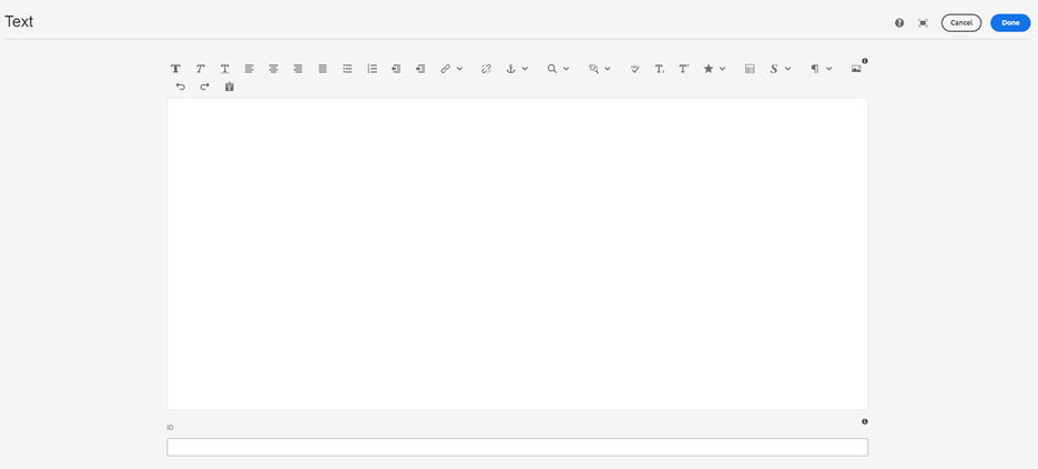 Screenshot of authoring dialog, fullscreen view.