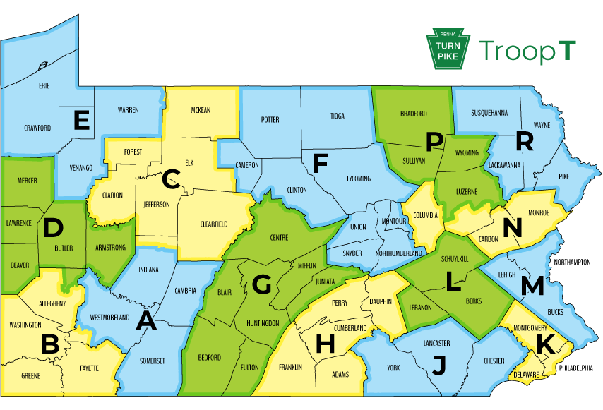 PSP Troop map with counties