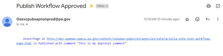 approved workflow email