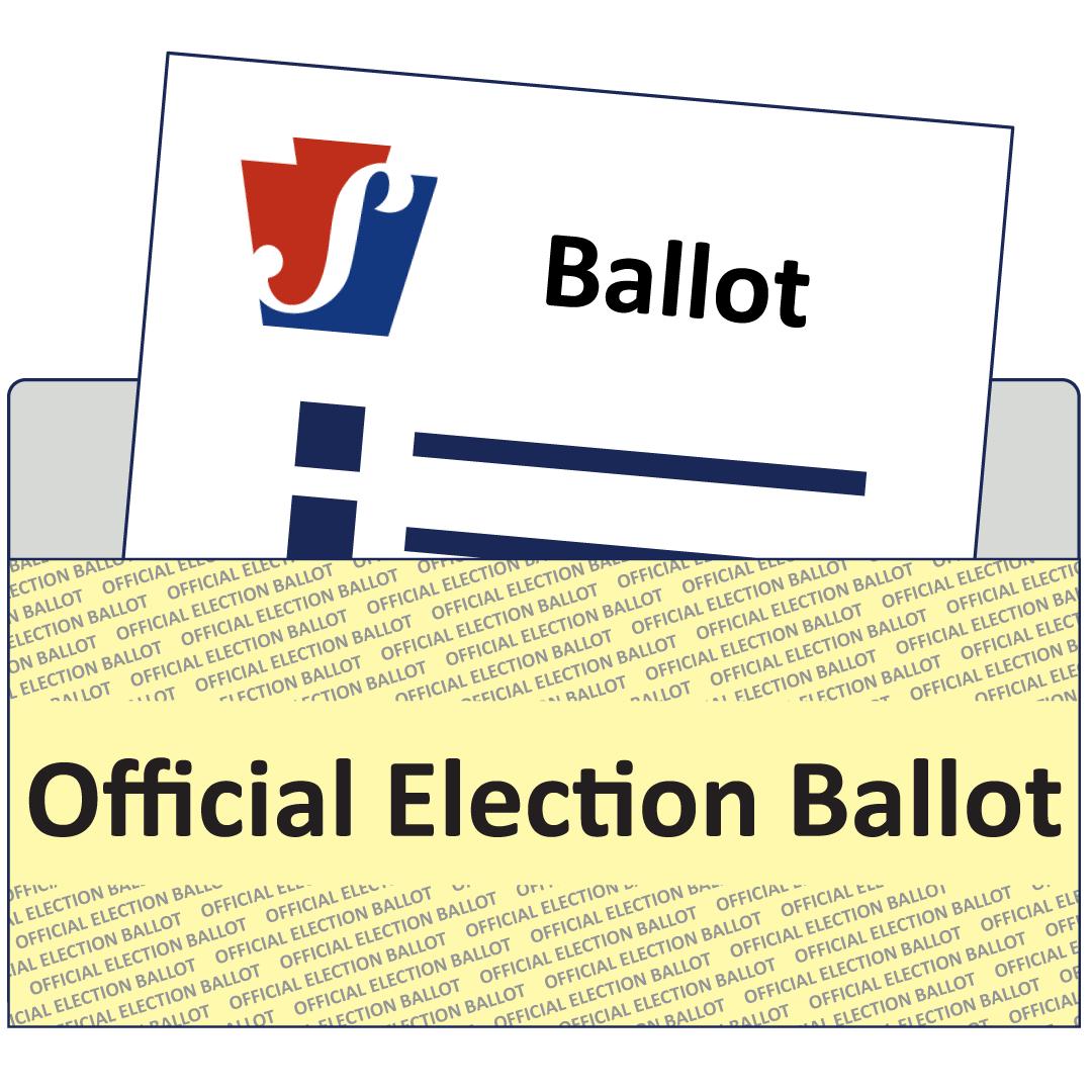 A ballot inside of the yellow envelope marked "Official Election Ballot"