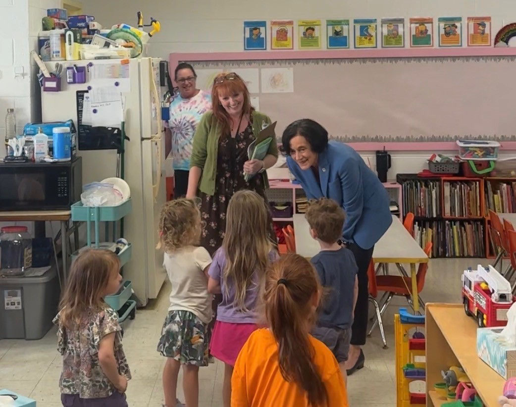 Secretary Arkoosh visiting preschool classroom