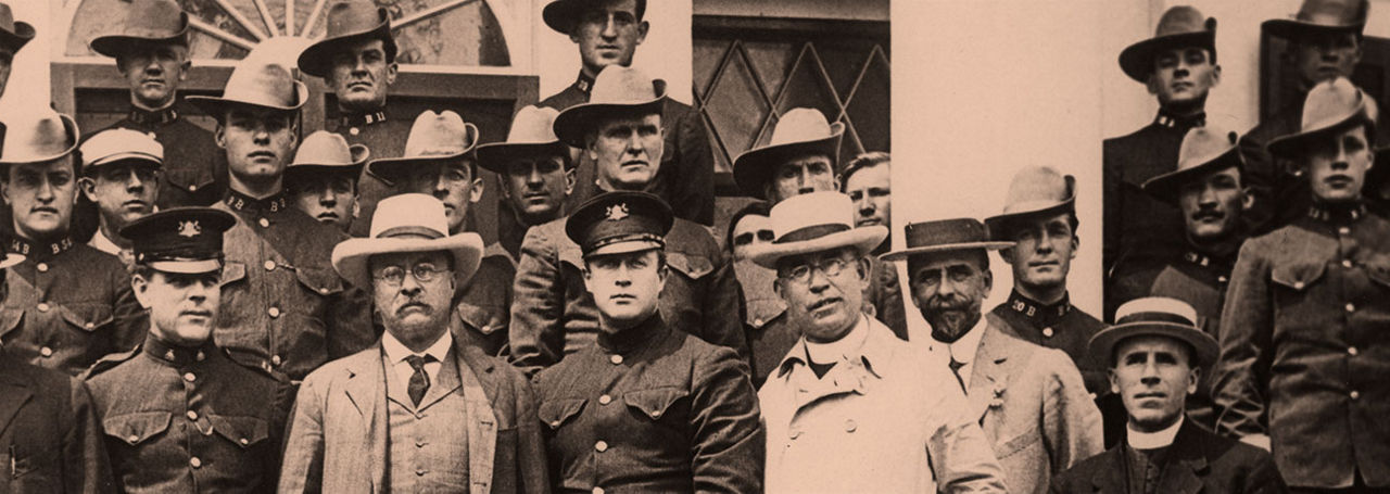 President Theodore Roosevelt visiting with State Police personnel