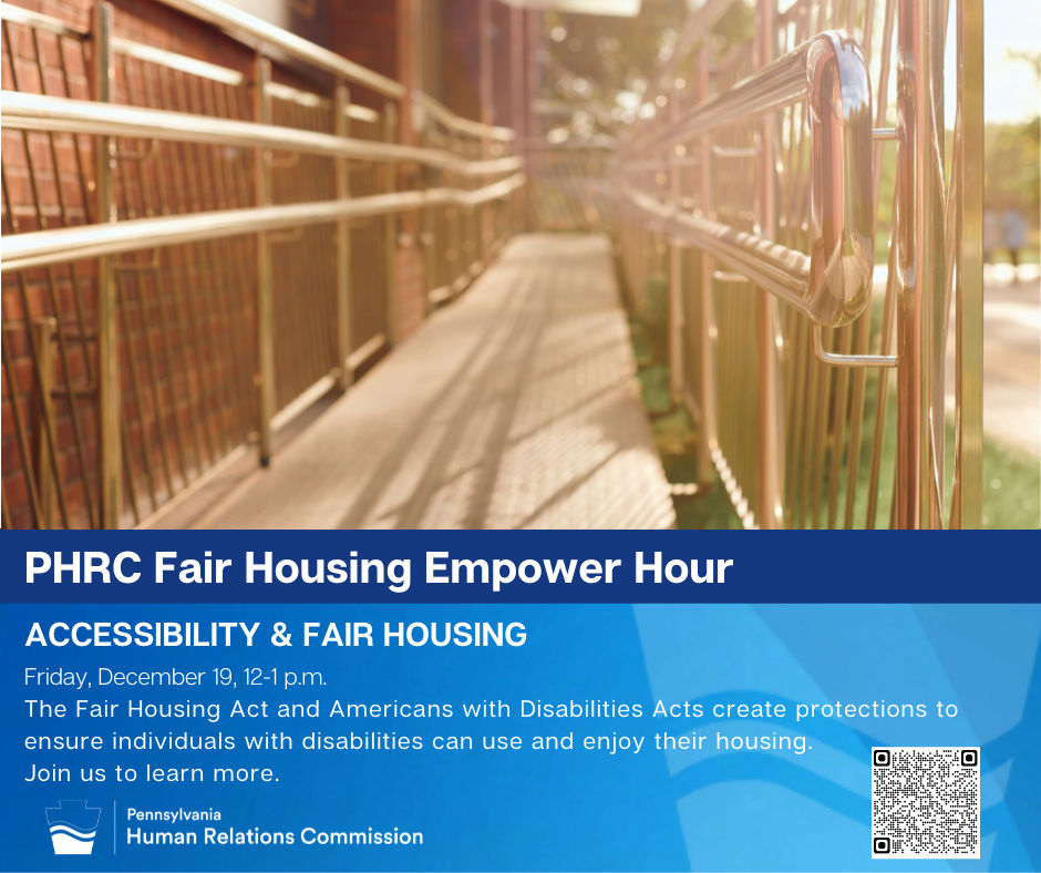 Flyer for PHRC Fair Housing Empower Hour: Accessibility and Fair Housing