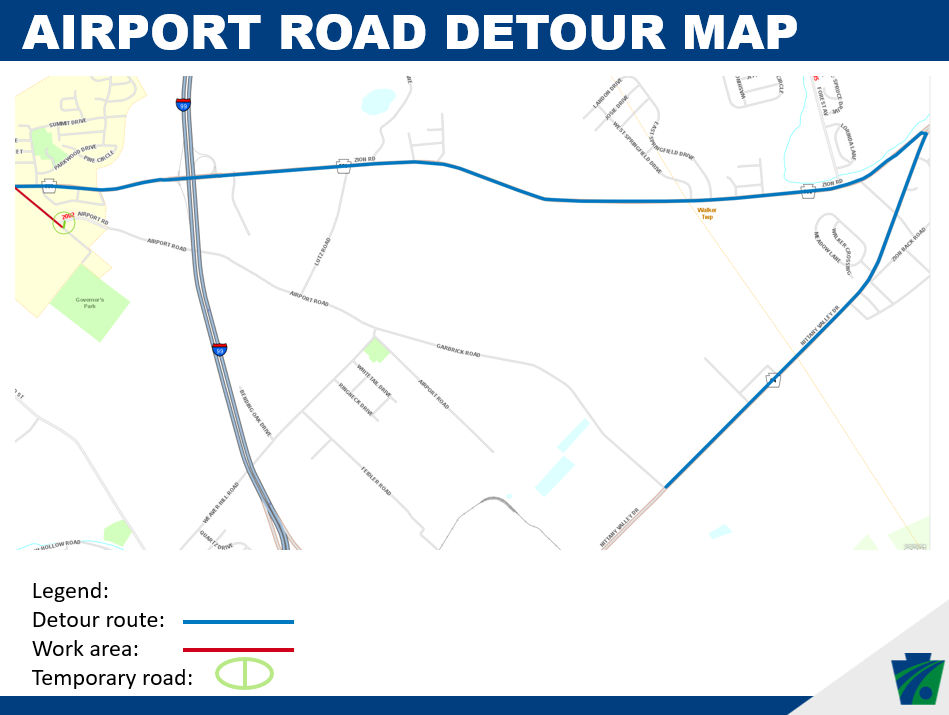 Airport Road detour map
