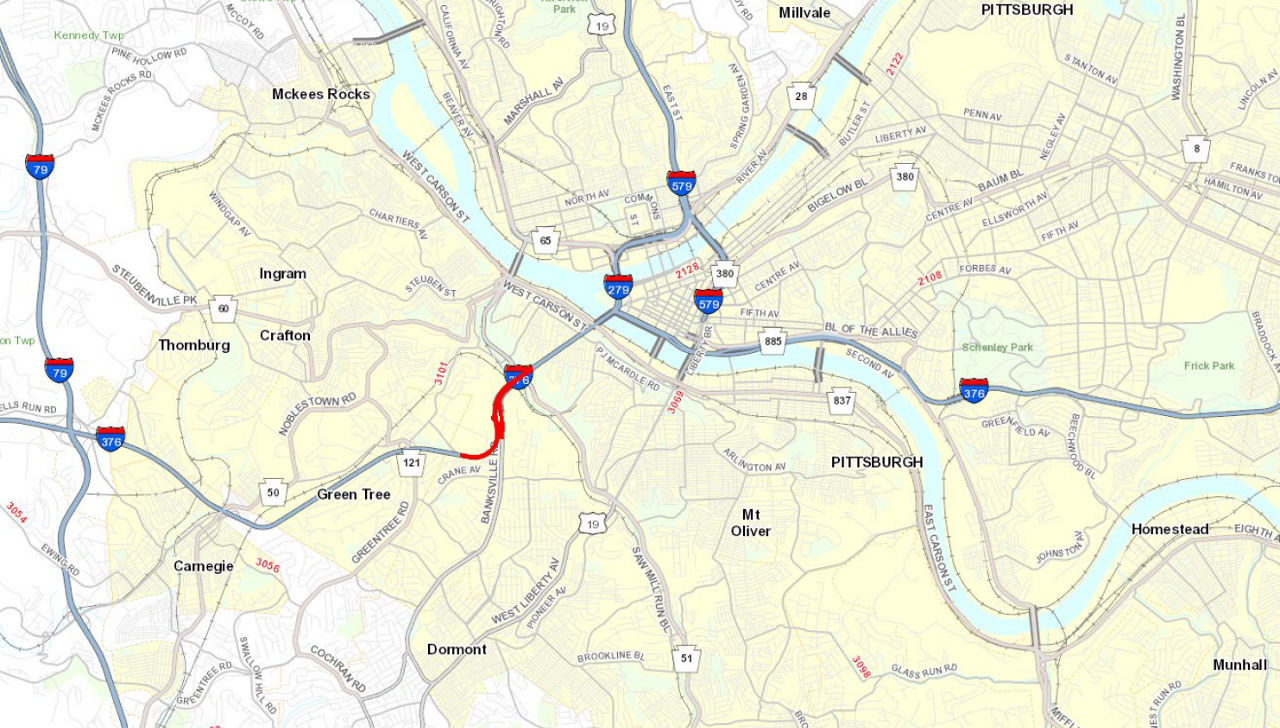 Banksville Interchange project location map