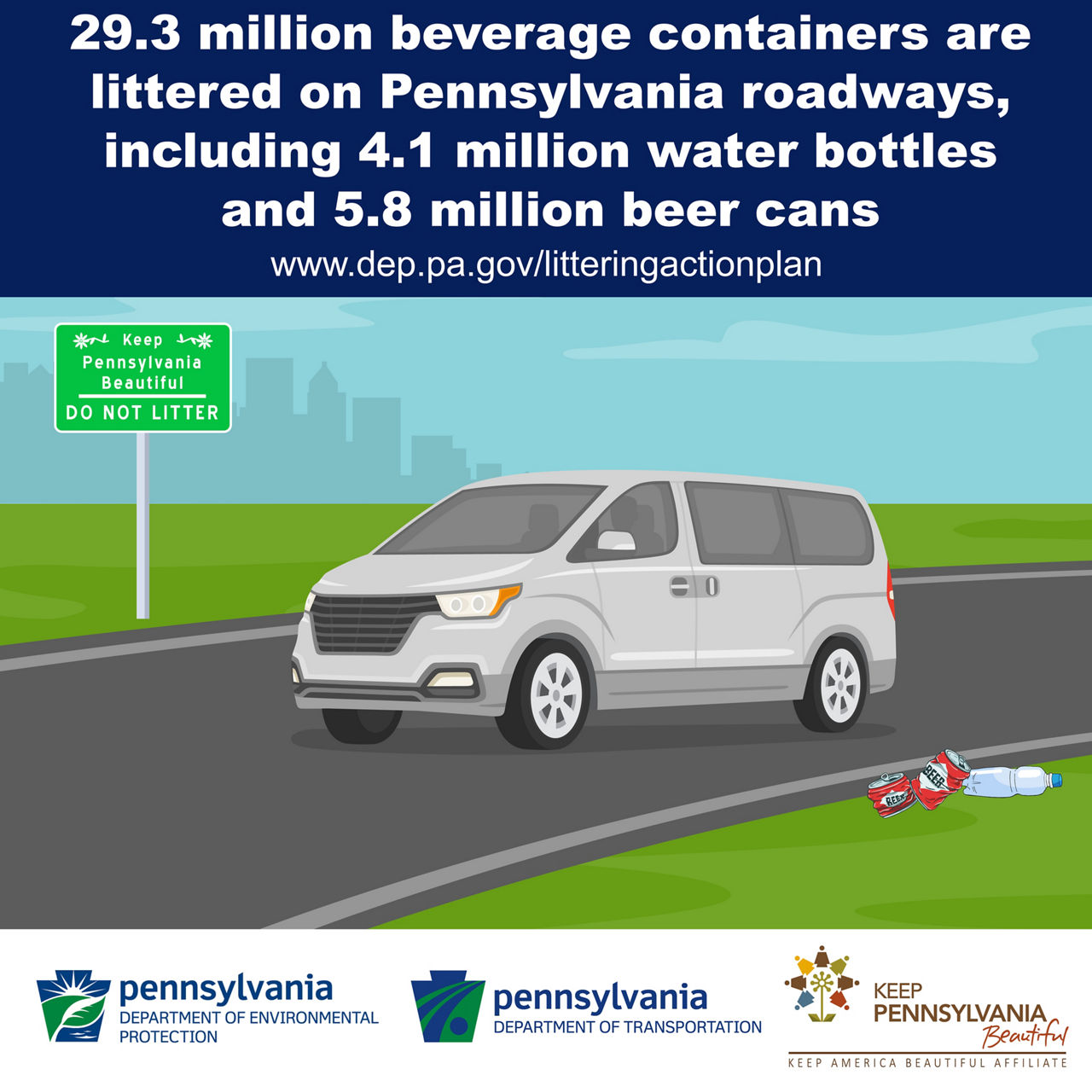 29.3m beverage containers are littered on PA roadways