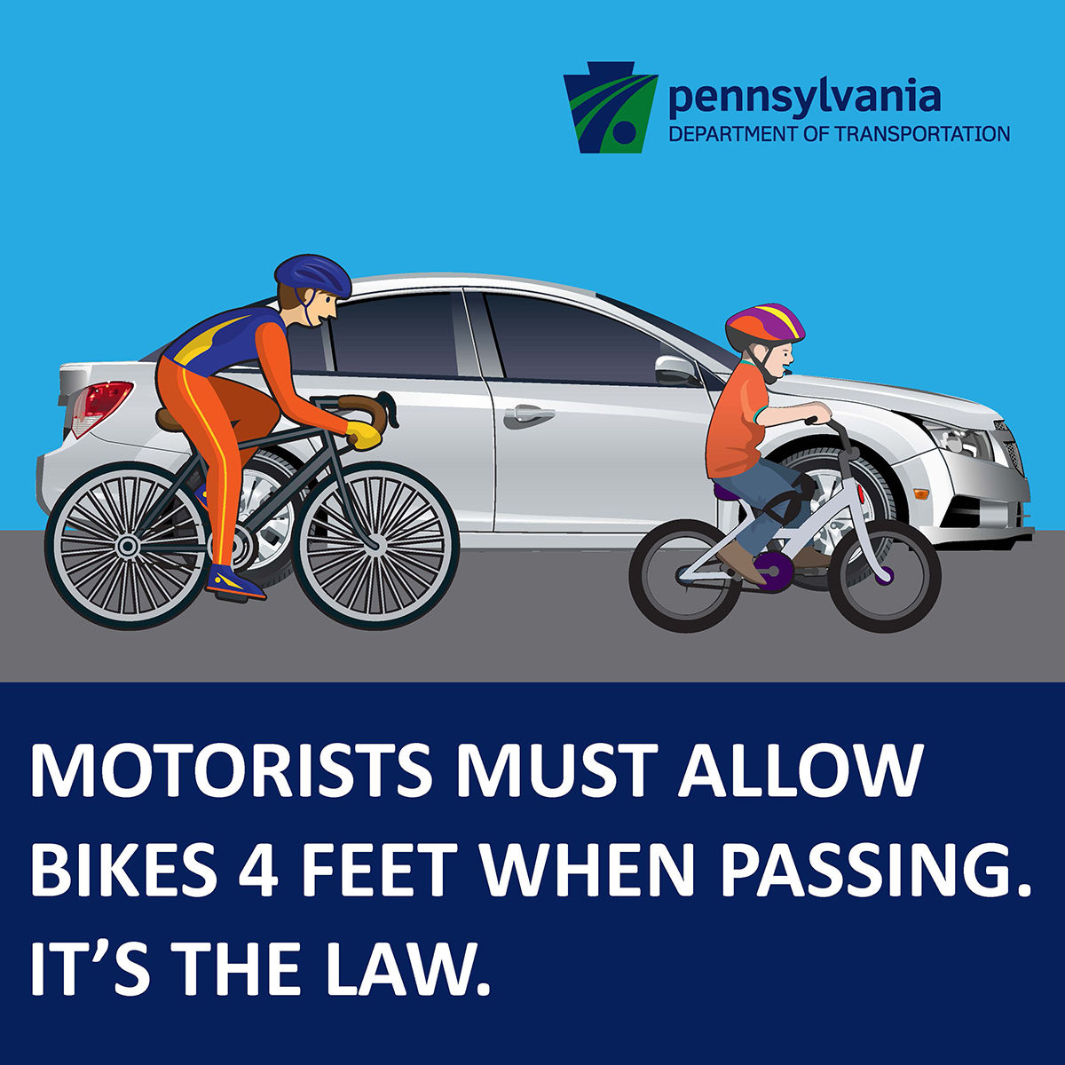 Bicycle Safety - 4 Foot Law - Square