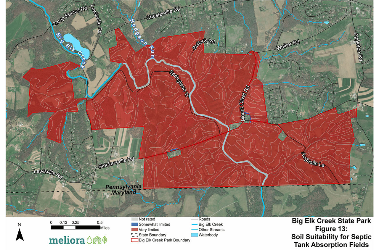 Figure 13: a map showing the soil suitability for septic tank absortion fields.