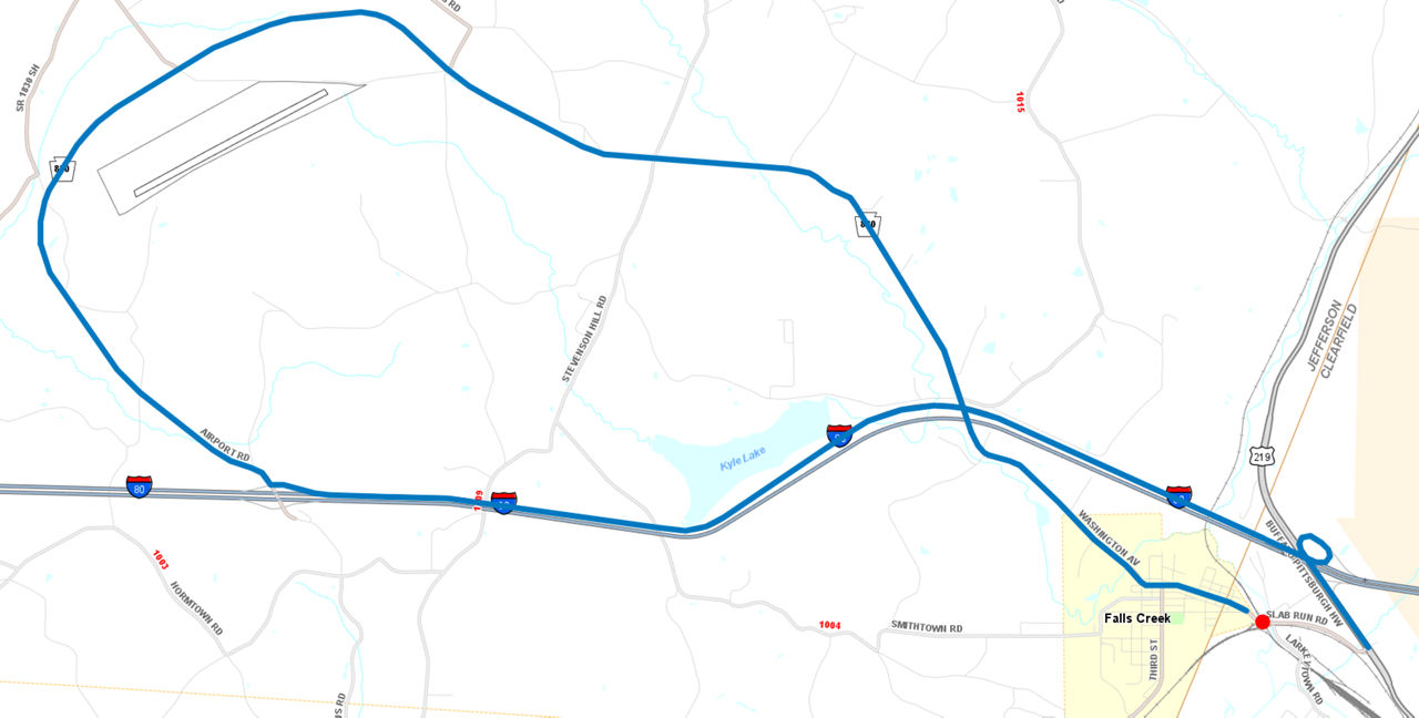 Route 830 detour map