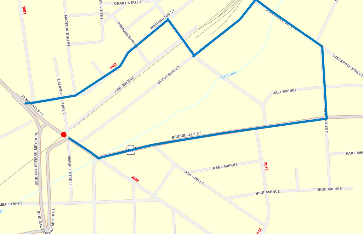 Buffalo & Pittsburgh Railroad crossing detour map